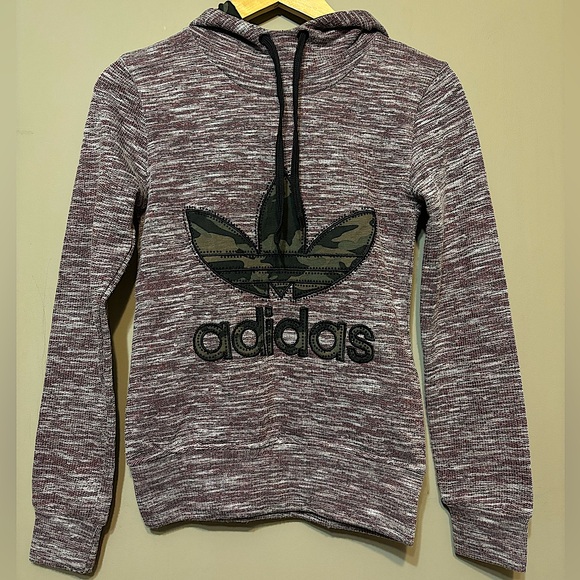 ADIDAS Pullover Hoodie Sequin Camo Logo Sweatshirt - Picture 1 of 8